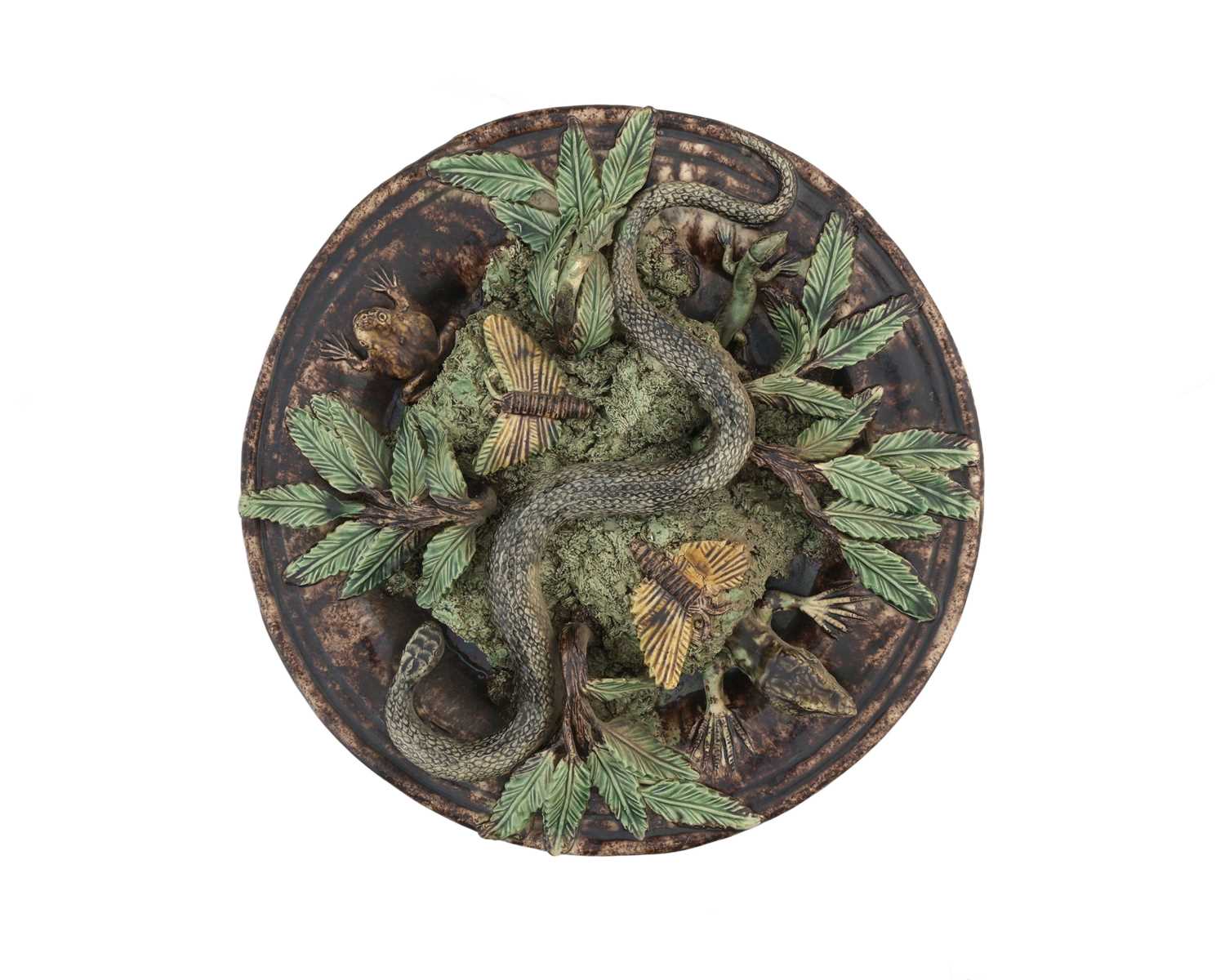 Lot 464 - Manuel Mafra, a Portuguese Palissy maiolica...