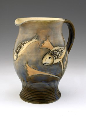 Lot 527 - William Moorcroft, a saltglazed Fish jug,...