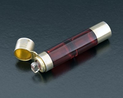 Lot 44 - A Victorian gilt metal and cranberry glass...