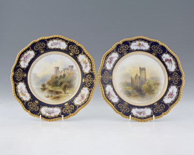 Lot 571 - John Stinton for Royal Worcester, two castle...