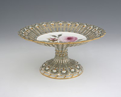 Lot 602 - A Minton reticulated rose painted comport, the...