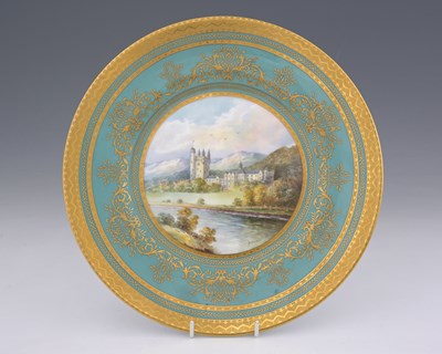 Lot 591 - A Holland for Minton, a view painted cabinet...