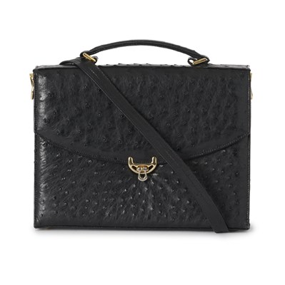 Lot 353 - A vintage ostrich leather handbag.