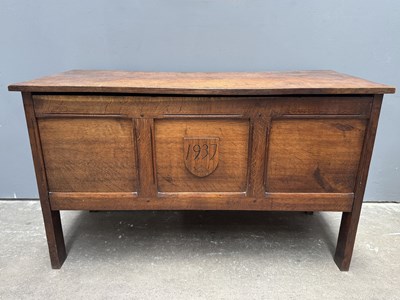 Lot 561 - An early 20th century oak coffer or chest,...