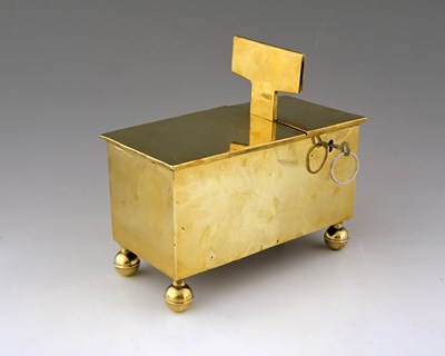 Lot 171 - A George III brass tavern tobacco honesty box,...