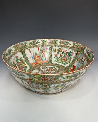 Lot 157 - A large Chinese export famille rose punch bowl,...