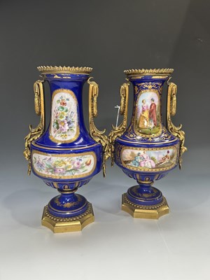 Lot 130 - A pair of Sèvres-type gilt-metal mounted...