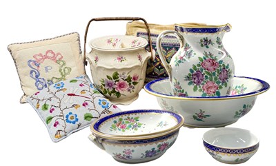 Lot 70 - A five-piece French porcelain toilet set,...