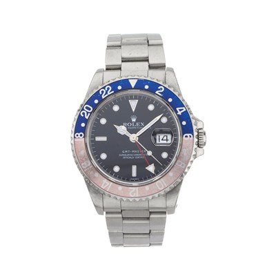 Lot 264 - Rolex, a stainless steel Oyster Perpetual Date GMT-Master 'Swiss only' bracelet watch