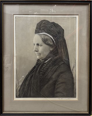 Lot 337 - A late 19th century portrait drawing of a lady,...