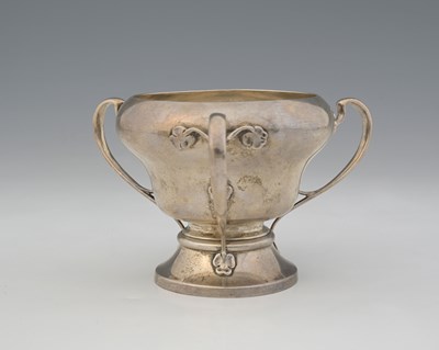 Lot 51 - An Arts and Crafts silver three handled vase,...