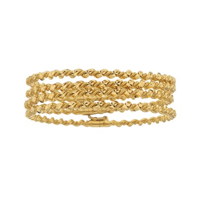 Lot 42 - A set of four 22ct gold sprung bangle bracelets