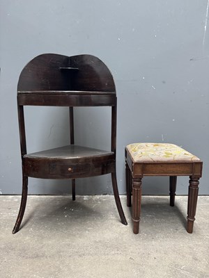 Lot 554 - A William IV tapestry oak stool on four reeded...