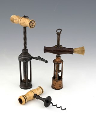Lot 143 - Three 19th century corksrews, G' Twigg's...