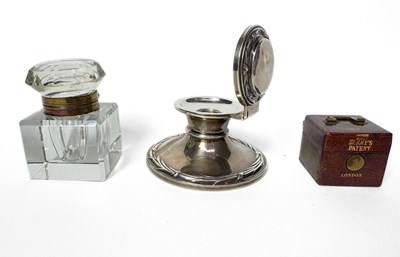 Lot 495 - Three inkwells including a silver Martin Hall...