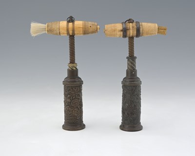 Lot 148 - Two Thomason type cast dual action corkscrews,...