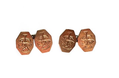 Lot 440 - A pair of hallmarked 9ct gold cufflinks, 8...