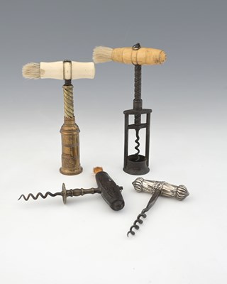 Lot 151 - Four 19th century corkscrews, including a...