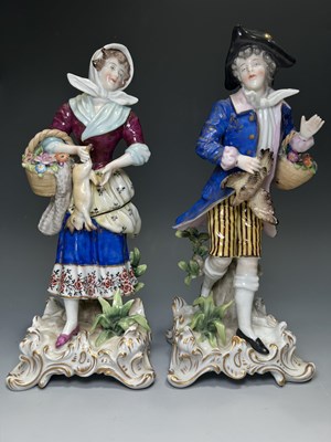 Lot 120 - A pair of Chelsea-type figurines of a shepherd...