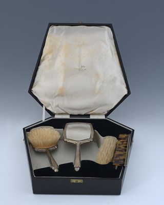 Lot 81 - An Art Deco silver and enamelled dressing...