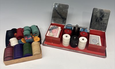 Lot 175 - An Art Deco card and counter holder for gaming,...