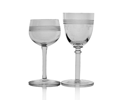Lot 426 - Two Secessionist cut glass wine glasses, circa...