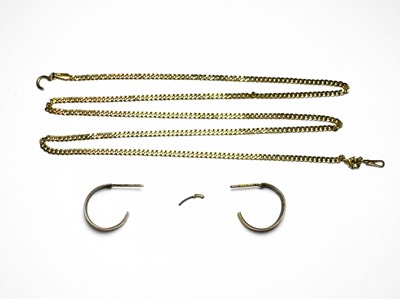 Lot 415 - A pair of 9ct gold hoop earrings, and a 9ct gold chain