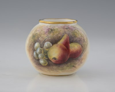 Lot 573 - A Royal Worcester fruit painted vase, 1952,...