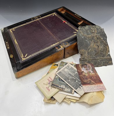 Lot 184 - A Victorian burr walnut writing box, brass...