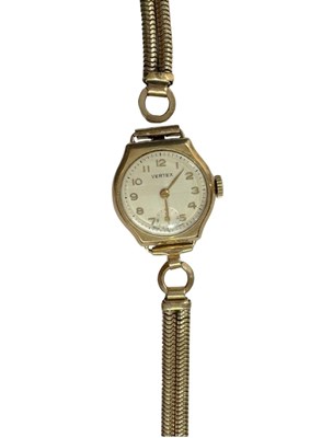 Lot 436 - A ladies Vertex 9ct gold wristwatch with...