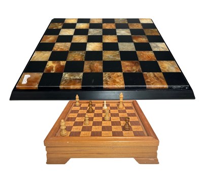 Lot 40 - A boxed Chiellini hardstone chessboard with...