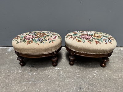 Lot 560 - A pair of 19th century foot stools with...
