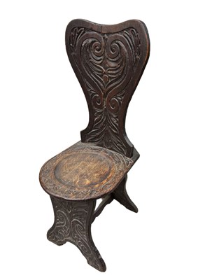 Lot 575 - An Oak hall chair, in the Venetian sgabello...