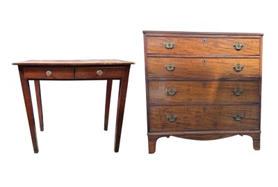 Lot 590 - A mahogany chest of four graduated drawers, on...