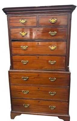 Lot 591 - A late 18th century mahogany chest on chest or...