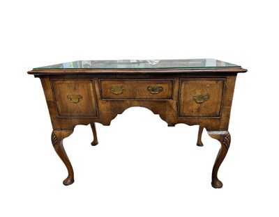 Lot 595 - A Georgian lowboy, mahogany and boxwood inlay,...