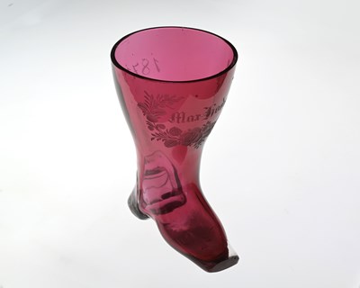 Lot 394 - A 19th century Bohemian engraved ruby glass...