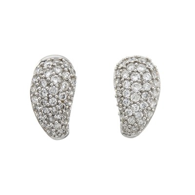 Lot 183 - A pair of 18ct gold pave-set diamond earrings