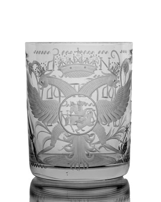 Lot 392 - A Russian Imperial etched glass tumbler, circa...