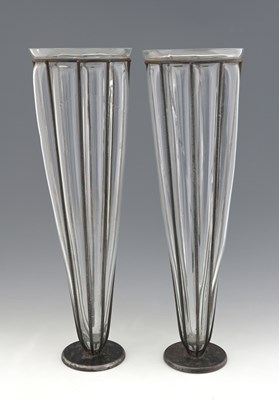 Lot 434 - A large pair of Art Deco glass and wrought...