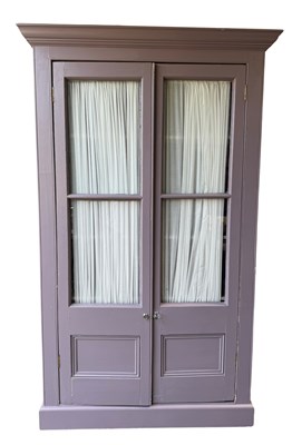 Lot 618 - A pale lavender painted cupboard, 19th century...