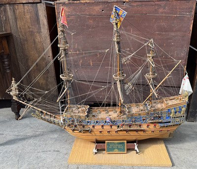 Lot 20 - A large model ship, 'Sovereign of the Seas' on...