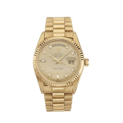 Lot 262 - Rolex, an 18ct gold Oyster-Perpetual Day-Date bracelet watch