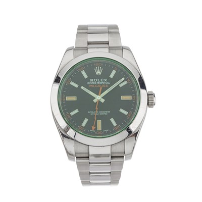 Lot 266 - Rolex, a stainless steel Oyster Perpetual Milgauss bracelet watch