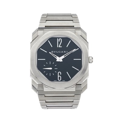 Lot 224 - Bulgari, a stainless steel Octo Finissimo bracelet watch