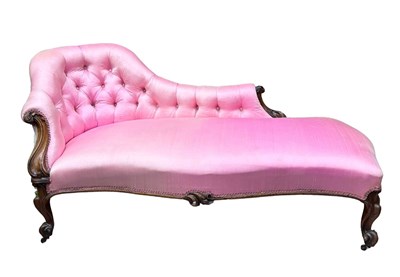 Lot 610 - A late Victorian chaise longue on rosewood...