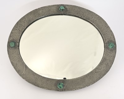 Lot 113 - An Arts and Crafts pewter and Ruskin plaque...