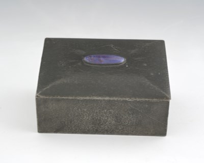 Lot 100 - An Arts and Crafts pewter and Ruskin set box,...