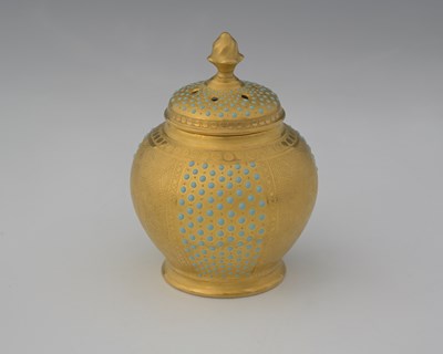 Lot 585 - A Coalport jewelled toy potpourri vase and...