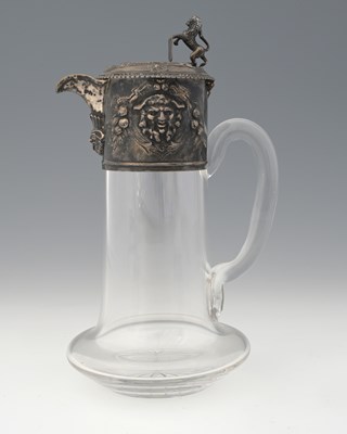 Lot 364 - A Victorian silver and glass claret jug,...